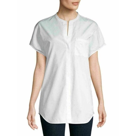 Vince Tops - Vince Women’s White Classic Cotton Popover Blouse Size S Split Neck $245
